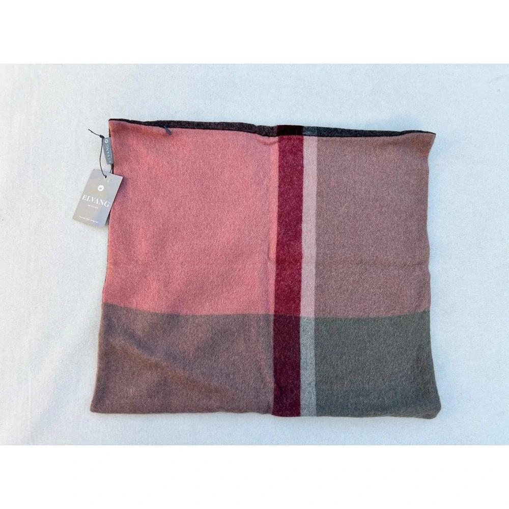 ELVANG DENMARK‎ Plaid Alpaca Wool Sham Pillow Case Cover Berry Grey Pink